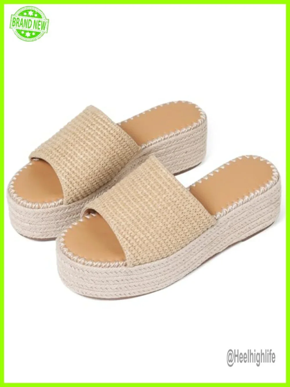 Espadrille Wedge Sandals Women Platform Slip On Raffia Slide Summer Beach Dressy